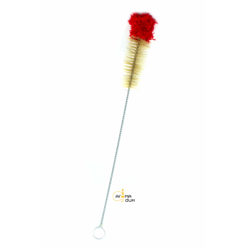Щітка для колби Kaya Cleaning Brush with Woolen Top, 50cm red/ecru - фото №1 Аромадим