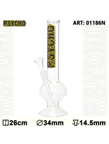 Бонг скляний Glass Psycho Bouncer - H:26 - Ø:34mm- Socket:14.5mm - фото №1 Аромадим