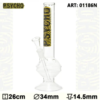 Бонг скляний Glass Psycho Bouncer - H:26 - Ø:34mm- Socket:14.5mm - фото №1 Аромадим