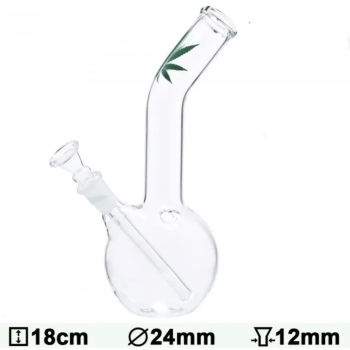 Бонг скляний Small Leaf Bouncer Saxo H:18cm - Ø:24mm PG:12mm - фото №1 Аромадим