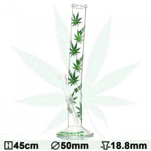 Бонг скляний Green XXX Amsterdam Leaf - H:45cm-Ø:50mm