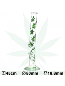Бонг скляний Green XXX Amsterdam Leaf - H:45cm-Ø:50mm - фото №1 Аромадим