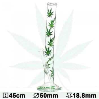 Бонг скляний Green XXX Amsterdam Leaf - H:45cm-Ø:50mm - фото №1 Аромадим