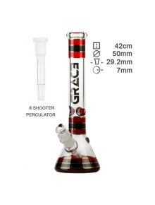 Бонг скляний Grace Glass | Striped Series Red H:32cm - D:50mm - SG:29mm - фото №1 Аромадим