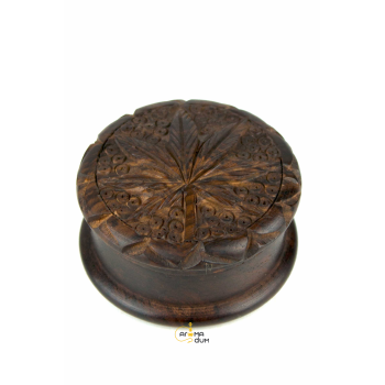 Гриндер деревянный Carved Leaf из 2 частей D:52 mm - фото №1 Аромадым