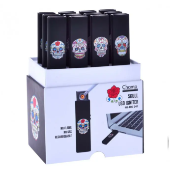 Зажигалка Champ | USB lighters Black Skull - фото №1 Аромадым