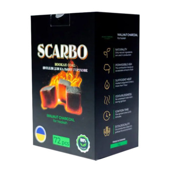 Вугілля горіхове для кальяну SCARBO 1 кг, 72 кубиків - фото №1 Аромадим